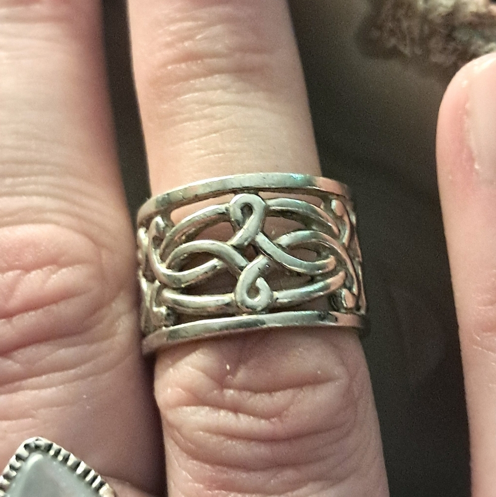 💀HOLD for Cr.💀Sterling Celtic Knot Wide Band Ring, Size 7 - Picture 4 of 7
